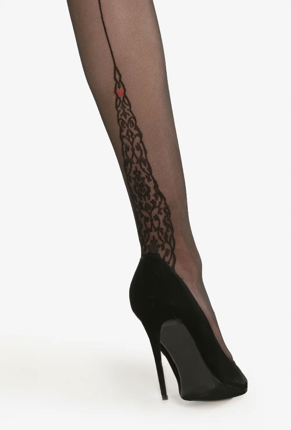 GATTA Ars Astrea 02 - 20 Den Tights with Back Seam & Lace Heart Detail