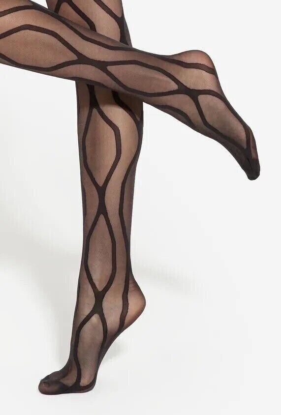 GATTA Modern No 5 Geometric Tights – Artistic Opaque & Sheer Pattern - Velvet Touch Tights