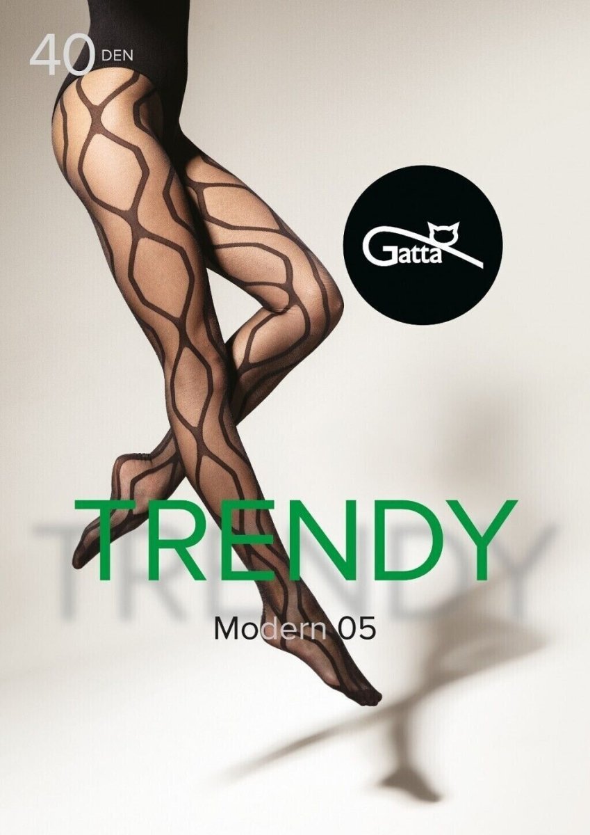 GATTA Modern No 5 Geometric Tights – Artistic Opaque & Sheer Pattern - Velvet Touch Tights